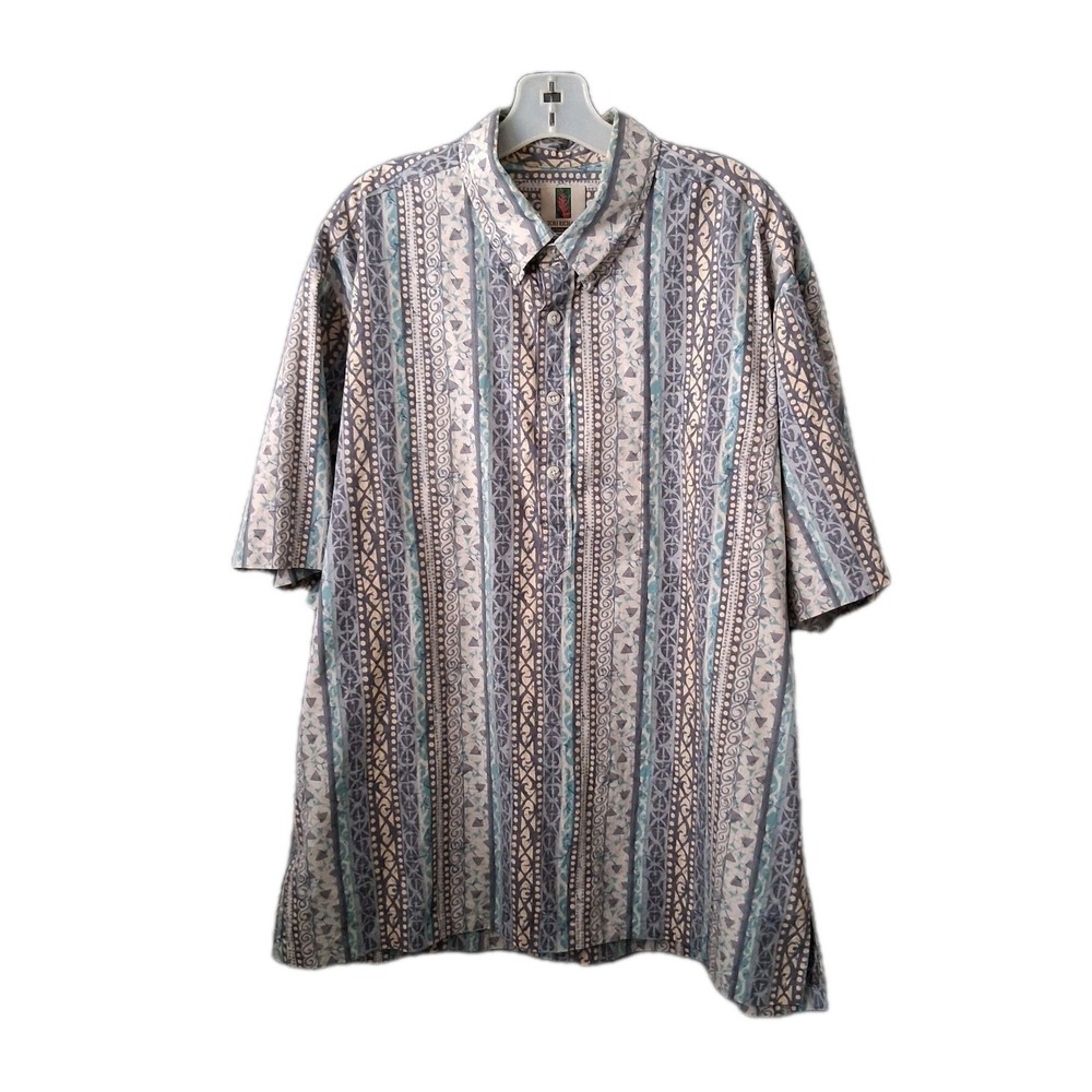 Vintage Tori Richard Men's XL Reverse Print All Over Hawaiian Popover Shirt